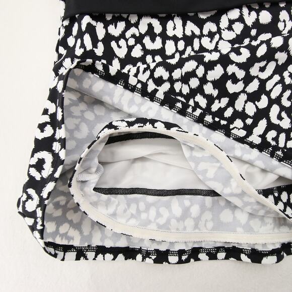 Lands End Tankini Top Black White Leopard Print Sweetheart Neck Size 12 - Picture 6 of 9